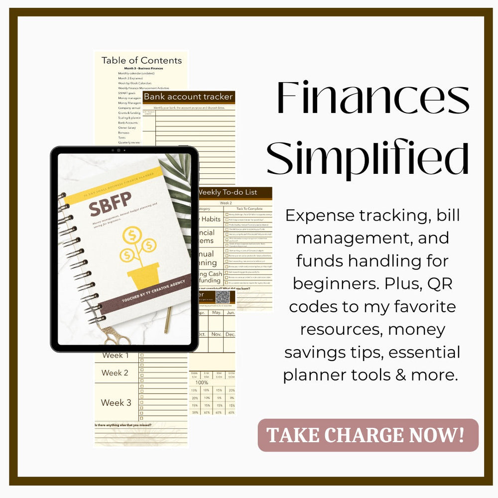 30 Day Small Business Finance Planner Touched By Ty